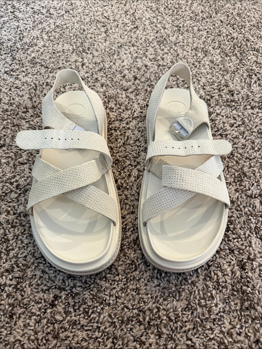 Chaco - Comfortable Women's White Slingback Sandals - Casual Cross-Strap Design